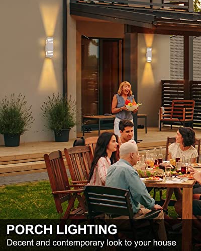 Image of Housen Solutions Dusk to Dawn Outdoor Lighting, IP65 Waterproof Exterior Light Fixtures, 2 Pack Sensor Porch Light Outdoor Wall Sconce for House Garage, Matte White Aluminum