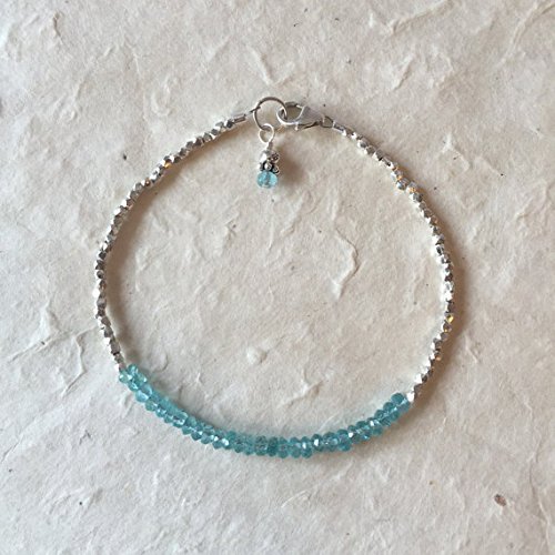 WORLD WIDE GEMSApatite Karen Hill Tribe Thai Silver Bracelet, Sundance Style, Boho Bracelet, Stacking Bracelet, Birthday Gift, Gifts for Her 3-4mm Code- WAR6450
