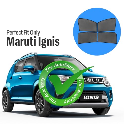 Image of Autostory Custom Fit Black Mesh Car Sunshade for Maruti Ignis| UV & Heat Protection Car Window Curtains | Privacy Car Sun Shade | Breathable Vehicle Specific Side Window Shades