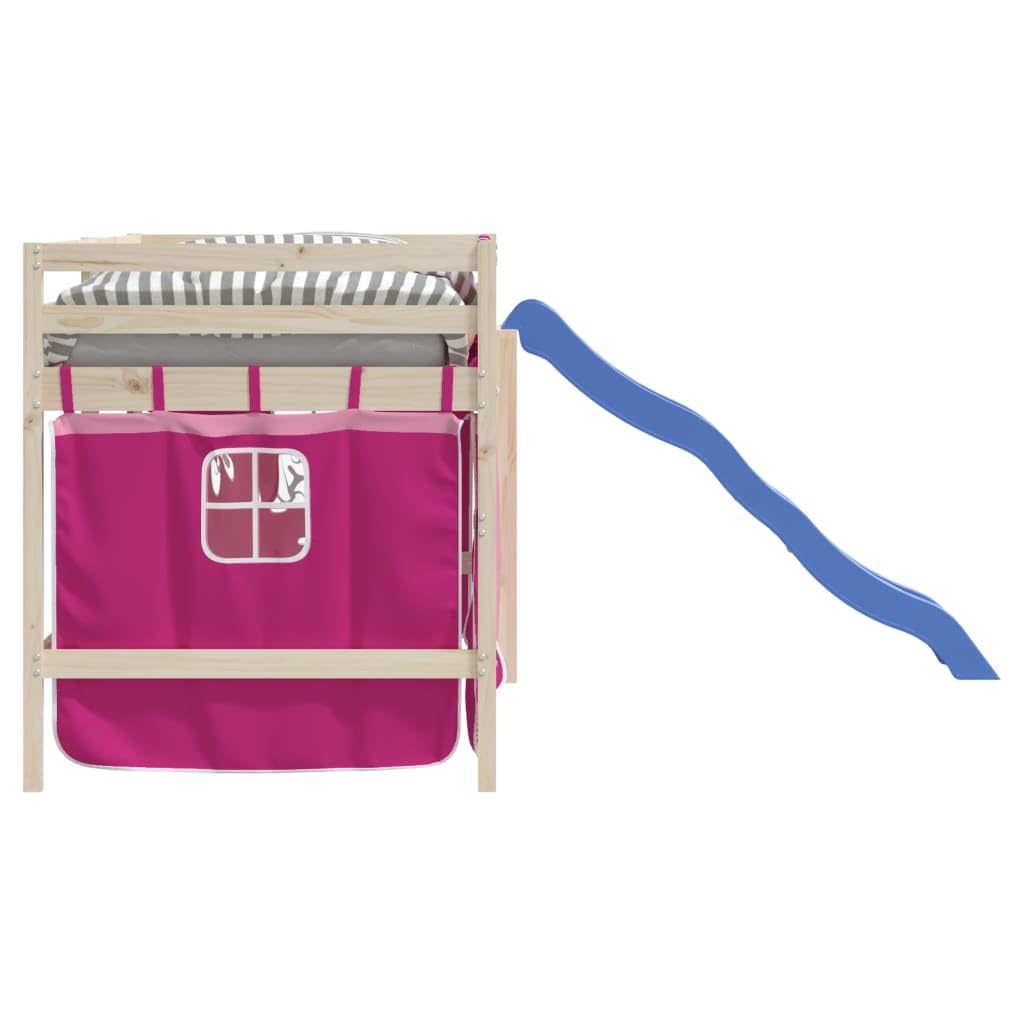 vidaXL Cortinas para Cama Alta, Cortinas para Litera con Bolsillos, Cortinas para Niños, Decoraciones para Dormitorio, Poliéster Rosa