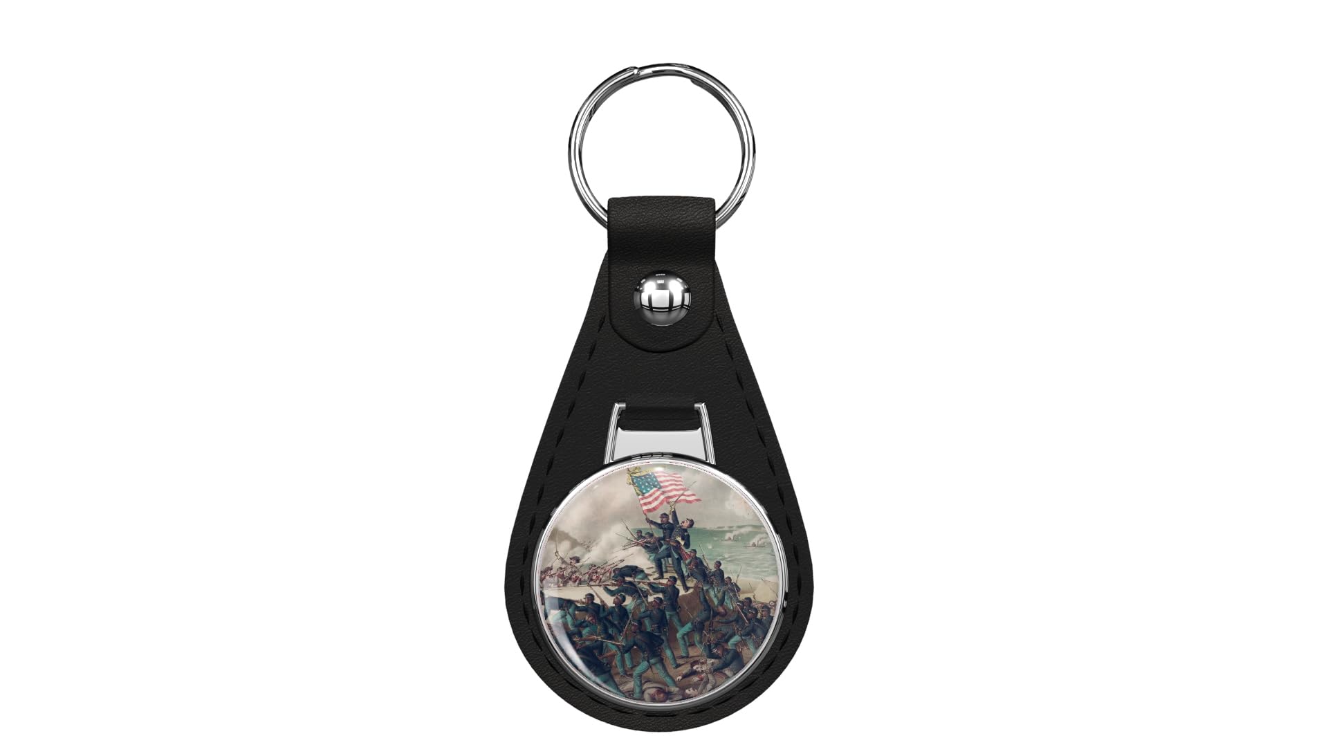 Glover Trading Storming Fort Wagner 54th Massachusetts Civil War Black Leather Key Chain Keychain