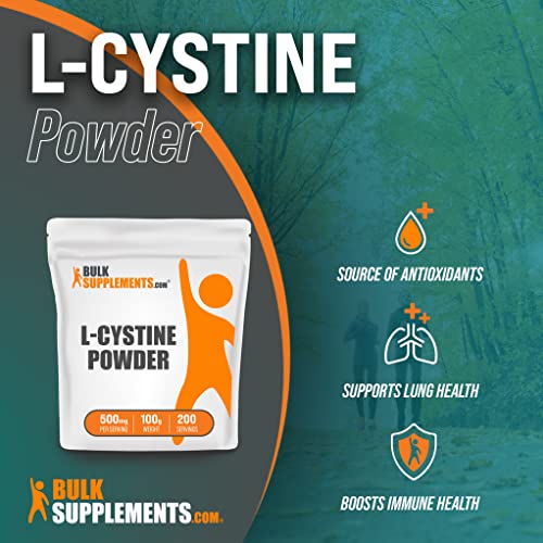 Bulksupplements.com L-Cystine Powder - Amino Acid Supplement For Immune Support, Antioxidants Source - Gluten Free - 500Mg Per Serving, 200 Servings (100 Grams - 3.5 Oz) #TOP2