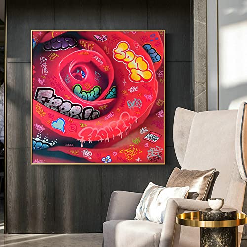 Affiches et Gravures Street Art Rouge Rose pour Salon Moderne