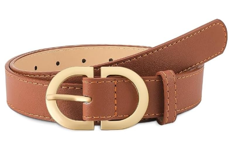 5-Pack Women's Leather Belts Set - Gold Buckle Waist Belts for Jeans, Pants & Dresses in 5 Colors