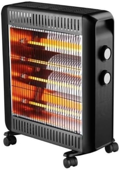 Melchioni Family MAGMA, Stufa Elettrica al Quarzo Portatile con Ruote e Maniglia, Stufa Elettrica da Esterno con Potenza Regolabile 1100W/2200W, Protezione contro il surriscaldamento