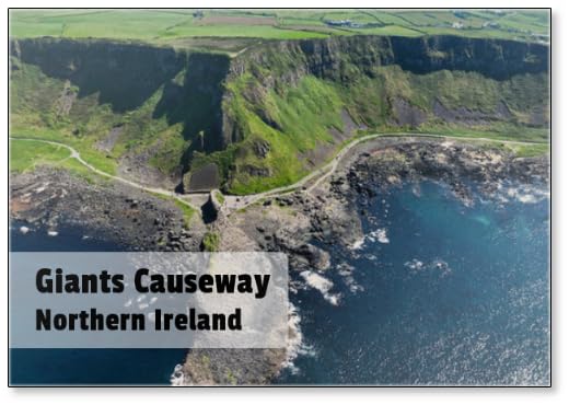 Imán para nevera con vista aérea de la Calzada de los Gigantes Océano Atlántico en la costa norte Co Antrim Irlanda del Norte, diseño 1