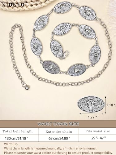 Women Chain Belt Western Belts for Woman Boho Country Concho Belt Oxen Horses Metal Belt for Dress2