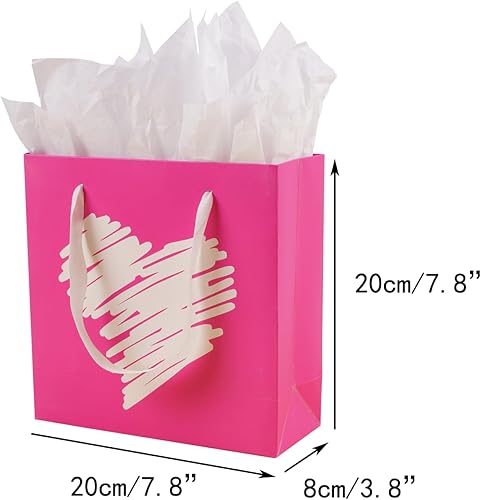 Miniatura 3 de ysmile Pequeña bolsa de regalo con papel de seda para niñas, mujeres, madre, aniversario, cumpleaños, fiesta, baby shower, San Valentín 7.8" -