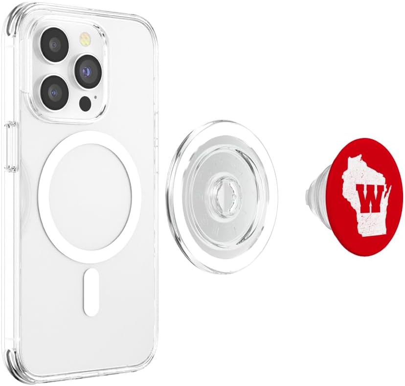 Wisconsin - Vintage Red and White State Map PopSockets PopGrip for MagSafe
