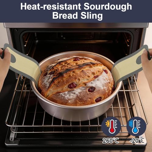 OSDUE Silikon Backmatte für Dutch Oven, 2 Stück Backmatte Brot Antihaft Brotschlinge Wiederverwendbare Backunterlage Lange Griffe Teigmatte Brotmatte für Backofen Leicht zu Reinigen (2 Rund)