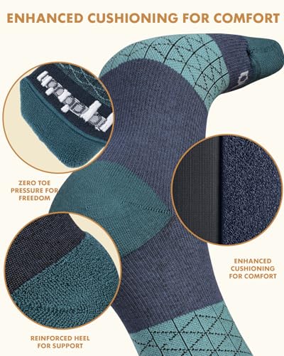Image of Thick Soft Cotton Compression Socks for Women Men 15-20mmHg Knee High Breathable Cotton Socks for All Day Comfort
