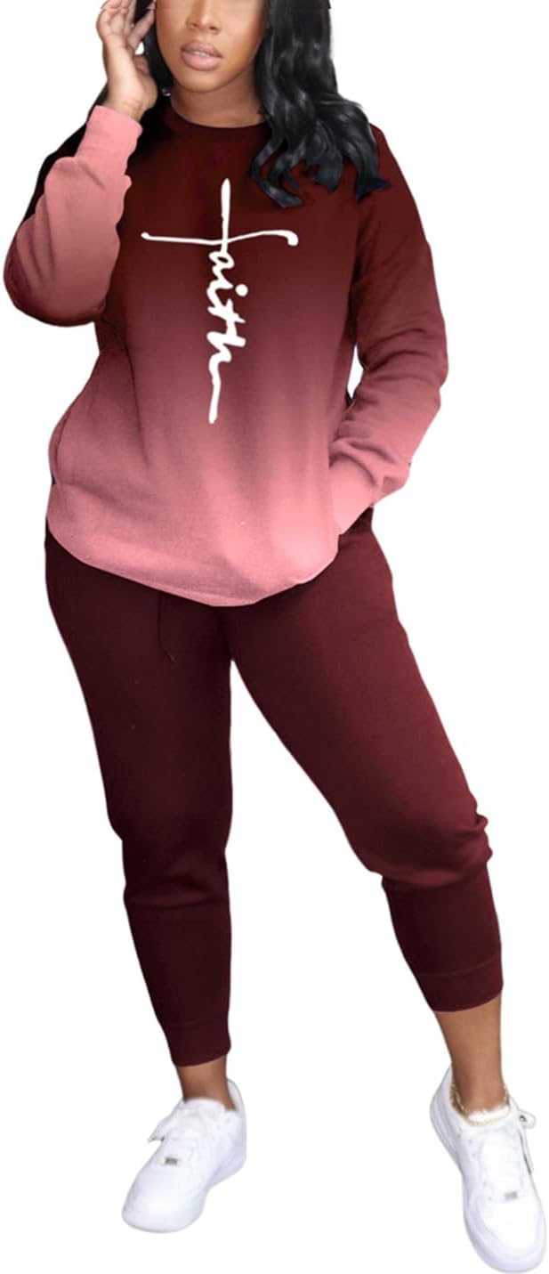 YeGine Womens 2 Piece Outfits Sweatsuits Casual Long Sleeve Tracksuits Lounge Sets With Pockets