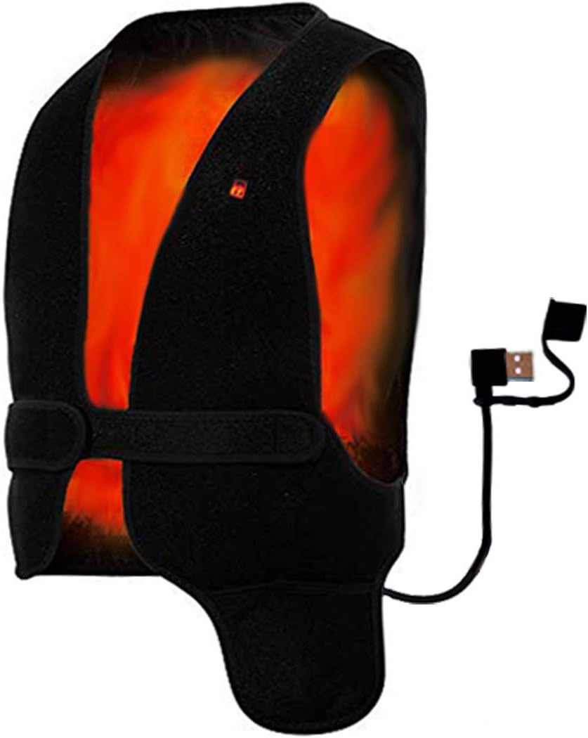 Yooshare Heated Vest Far Infrared Temperature Adjustable Heating Vest Warmer Underwear Free Size (S~XL) Healthy Waistcoat Heated Jacket for Men and Women Back Pain Relief （Battery Not Include）S~XL