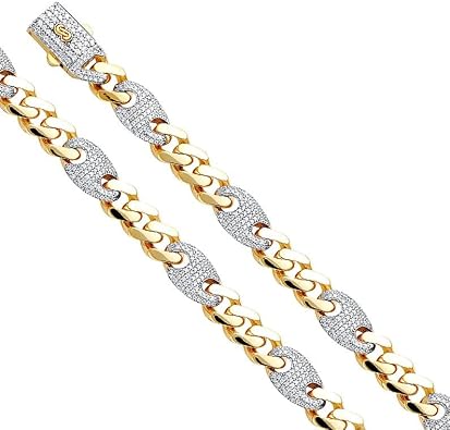 14k Yellow Gold 9.5 mm Yellow Gold Mens Miami Cuban Royal Link Bracelet Box Clasp Real 14K Yellow Gold