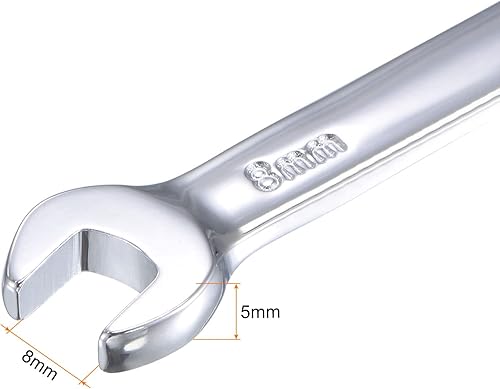 Miniatura 4 de uxcell Llave combinada de trinquete rechoncha de 0.315 in métrica 72 dientes 12 herramientas terminadas en caja de puntos, CR-V