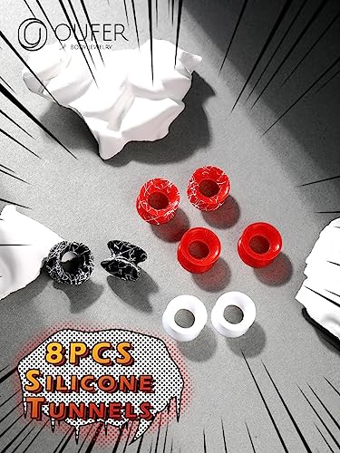 OUFER 8PCS Silicone Gauges for Ears, Flexible Ear Gauges, Stretchers Expander Ear Tunnel Plugs, Double Flared Flesh Ear Piercing Jewelry, 00 Gauges for Women Men2