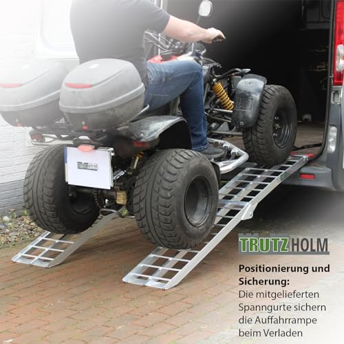 TRUTZHOLM 2 x Auffahrrampe klappbar 180 cm Traglast 680 kg Alu grau geriffelte Einzelstäbe Verladerampe