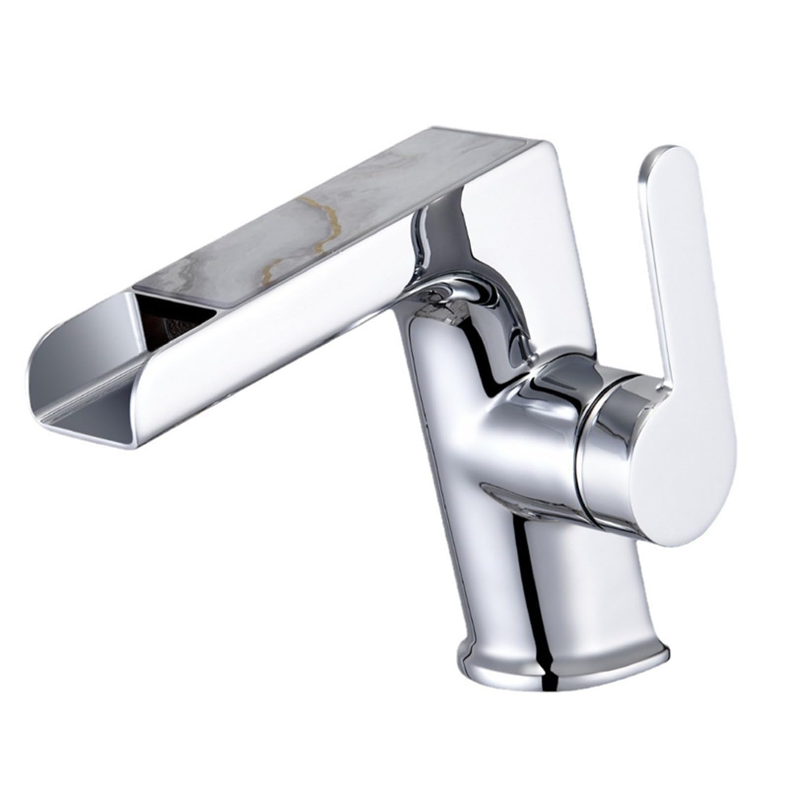 ANVLOJRIH Bathroom Sink Taps Basin Mixer Tap Chrome Waterfall Basin Taps Single Lever Hot and Cold