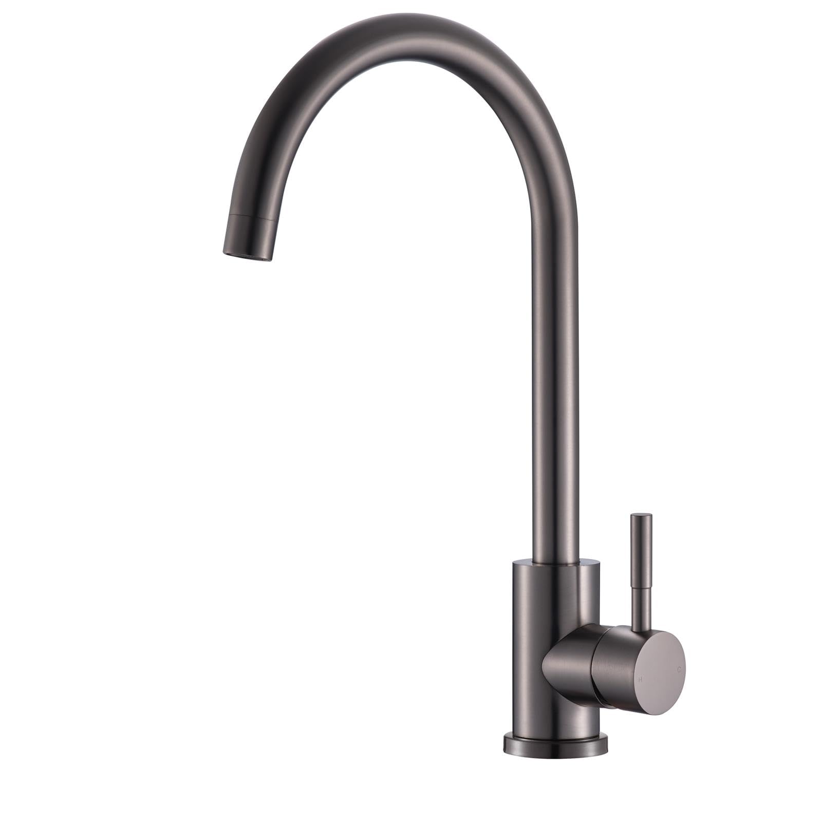 Reginox Taravo Gunmetal Kitchen Tap - Single Lever - Swan Neck - Grey
