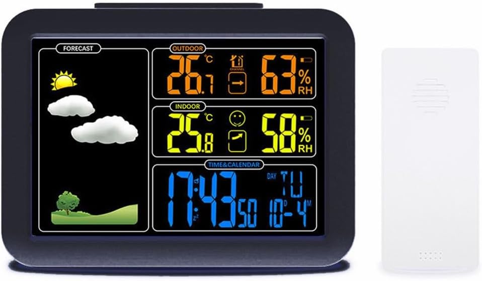 Weather Forecast Radio Waves Indoor Outdoor Calendar Temperature Humidity Meter Alarm Clock