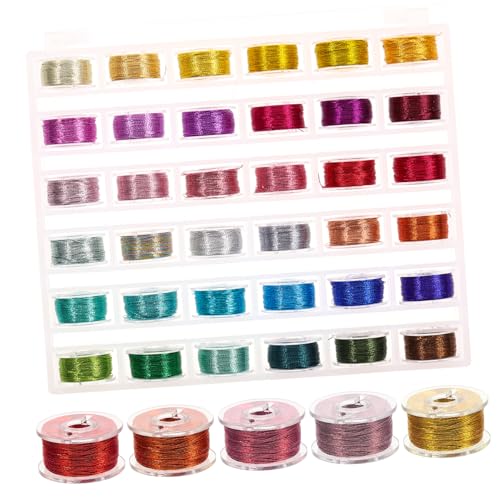 ERINGOGO Gold Silver Embroidery Thread Lightweight Metallic Threads Decorative Sewing Strings for DIY Projects