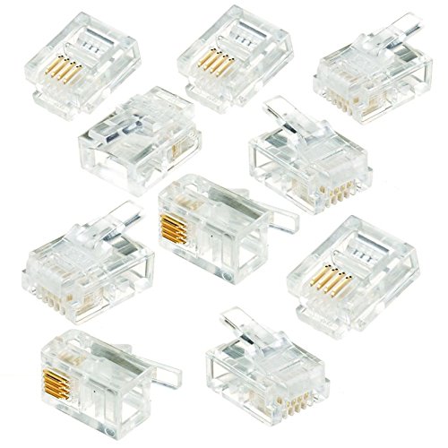 Area Shopping 10 Conectores Plug RJ11 de 4 Pines, Cable de Enchufe telefónico Fax ADSL Red Life