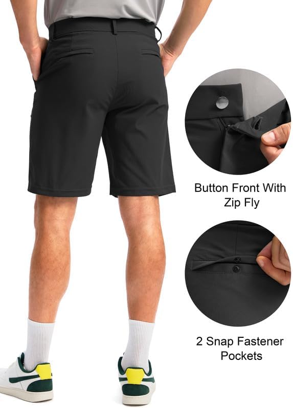 Soothfeel Men's Golf Shorts with 5 Pockets Stretch Lightweight Quick Dry 9 Inch Flat Front Casual Work Dress Shorts for Men - Image 3