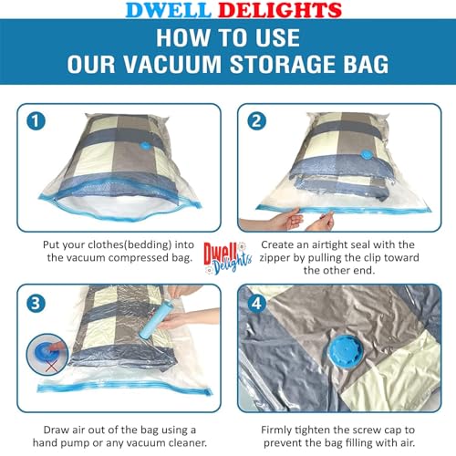 Image of Smart Saver Vacuum Bags for Travel, Space Saver Bags 5 Pack (1 Large 2 Medium 2 Small) Storage Bags for Clothes, Sealer Bags, Vaccine Sealed Airtight Ziplock Bag with Hand Pump