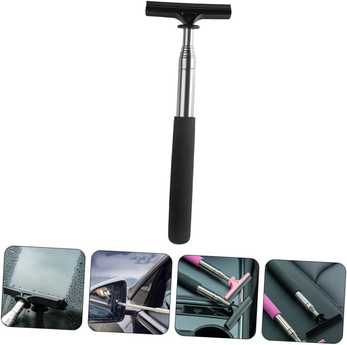 Mikinona Retractable Car Mirror Squeegee Cleaner Soft Bristle Brush for Rearview Mirror Windshield Cleaning Tool Car Window Squeegee