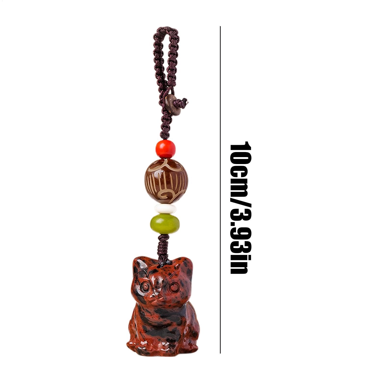 Fluorite Natural Stone Cat Pendant Lucky Charm Woman Portable Design