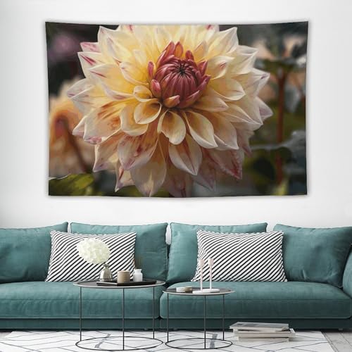 Tapisserie murale dahlia jaune tenture legere pour egayer un salon sombre