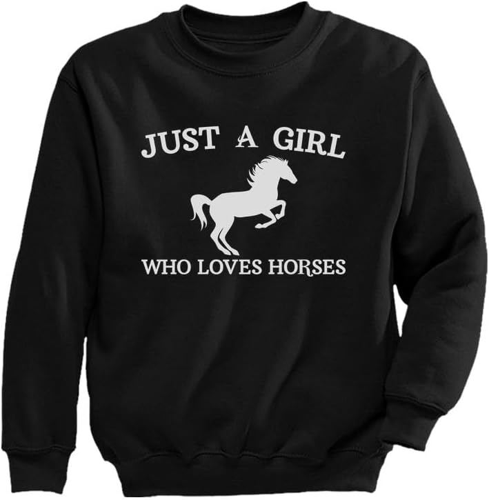 Tstars Horse Sweatshirt for Girls - Just a Girl Who Loves Horses Equestrian Gift for Kids Who Love Riding