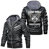 cong's Biker Gift Motorcyclist Lone Wolf Rider Personalize Men Synthetic Leather Vest Coat Jackets Customs Gift Black Jacket