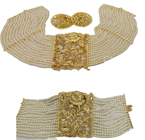 Purabi Jewels Gold Plated Pearl Choker with Matching Earrings and Mantasha Bracelet Combo Set for Women and Girls (B0DF348DH5) Amazon Price History, Amazon Price Tracker