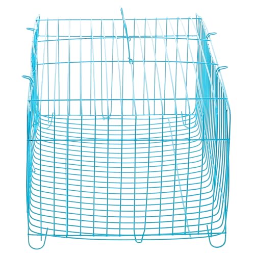 SOIMISS Tragbarer Draht Papageienkäfig aus Eisen mit Rechteckiger Form und Zuverlässiger Konstruktion für Vogeltransport und Kleintierreisen Handlicher Vogelkäfig in Blau