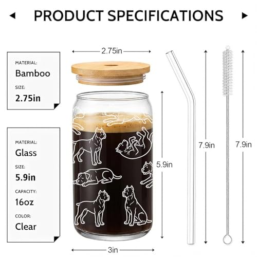 Vaso de vidrio para amantes de Cane Corso miniatura 6