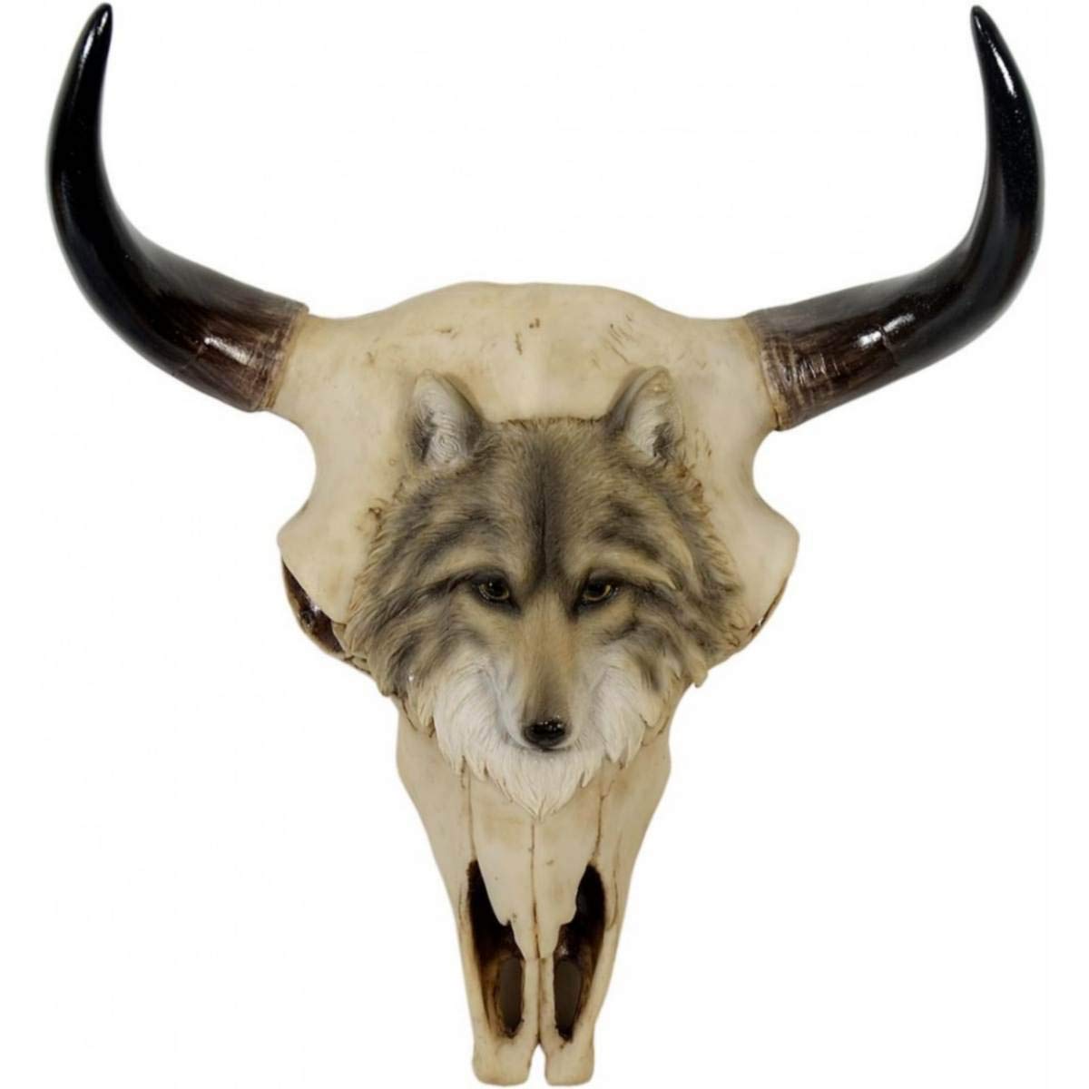 MystiCallsBison Skull with Wolf