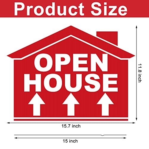 3 Pcs Open House Signs Real Estate Sign Posts With Directional Arrows Corrugated Plastic Double Sided Open House Yard Signs 12 X 16 Inches Tall Stands For Agent Outdoor Open House Supplies (Red) #TOP1