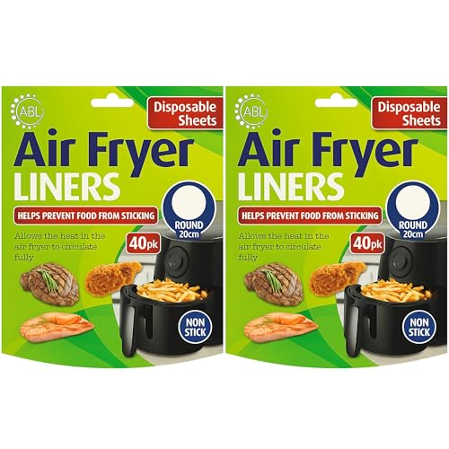 Forros de papel desechables para freidora de aire, antiadherentes, a prueba de aceite, 80 unidades, redondos, compatibles con freidora de aire Ninja, Tefal, Russell Hobbs