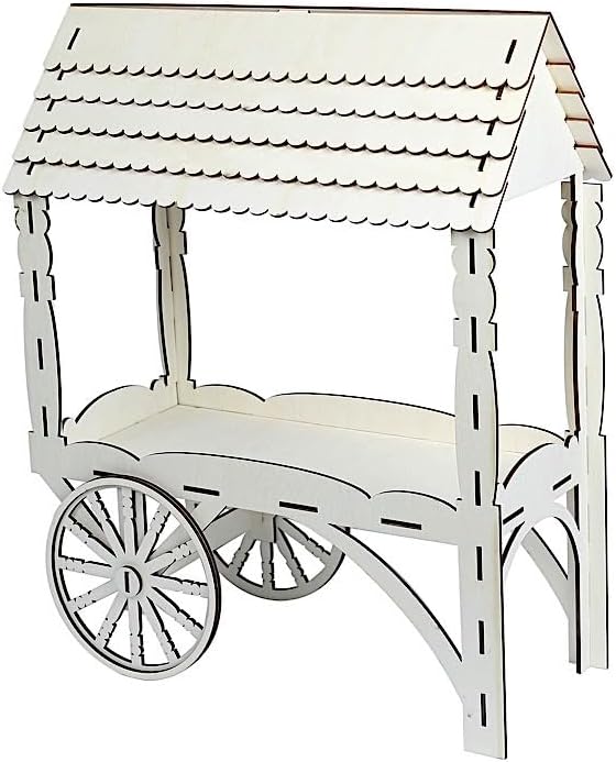 BalsaCircle - Mini carrito de dulces cortado con láser natural de 25 pulgadas, soporte de postre para cupcakes de madera, fiesta, eventos,