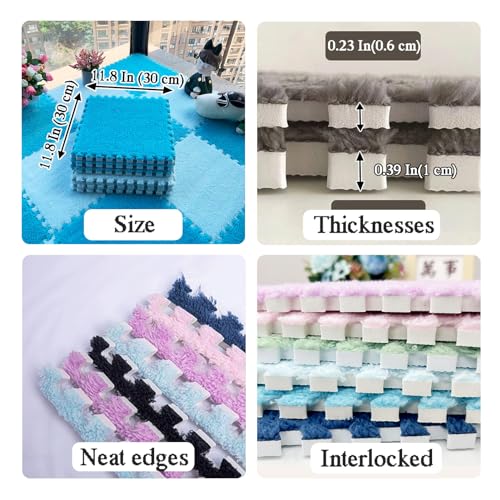 Dalles de sol en mousse emboîtables puzzle rose et gris 10 pcs
