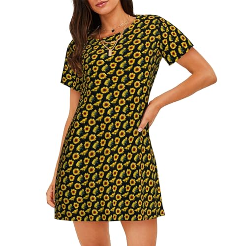 Chemise de nuit légère et respirante à imprimé fleurs de tournesol