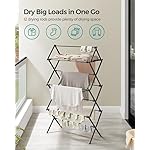 SONGMICS Foldable Clothes Drying Rack, Laundry Drying Rack, Clothes Airer, Steel Frame, 14.6 x 29.5 x 53.2 Inches, Easy Assembly, Indoor Outdoor Use, Black ULLR770B01 - Image 3