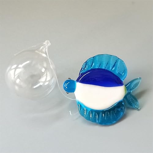 Miniatura 3 de Figuras de peces de vidrio soplado a mano con flotadores, juego de 3 pequeños animales marinos tropicales decorativos (B)