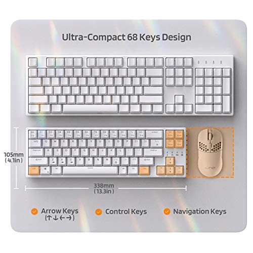 Image of LTC NB681 Nimbleback Wired 65% Mechanical Keyboard, RGB Backlit Ultra-Compact 68 Keys Gaming Keyboard with Hot-Swappable Switch and Stand-Alone Arrow /Control Keys (Hot Swappable Blue Switch, White)