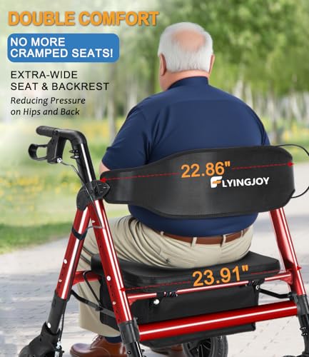 Image of Heavy-Duty Walkers for Seniors with seat,450Lb Bariatric Rollator Walker