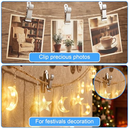 Quilax 22 Stück Klein Metall Klemmen,Stabile Klein Metall Federklemmen,Kleine Krokodilklemmen,4 x 1cm Silber Vorhang Clips,für Fotos Aufhängen,Vorhänge,Duschvorhänge,Kleine Kleidung,Bastelarbeiten