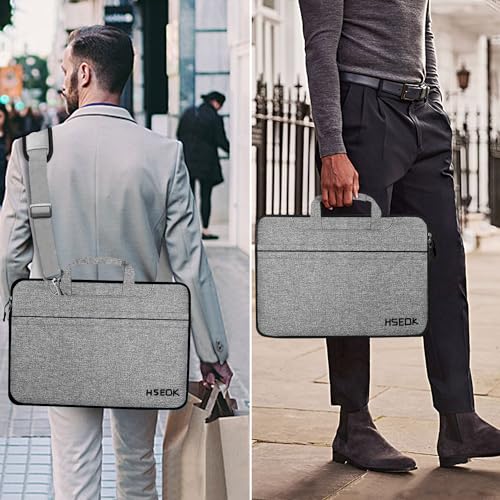 Image of Hseok Laptop Shoulder Bag 13 13.3 14 Inch Case Compatible with MacBook Pro /Neo 14 inch M5 /M4 /M3 /M2 /M1,Mac Air /pro /Neo 13 inch and Most 13 13.3 14 Notebooks,Spill-Resistant Briefcase,Dark Gray & Black