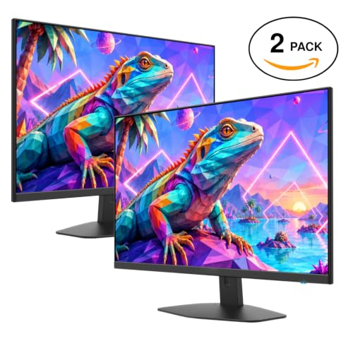 Image of 2X Pack 27 Inch Monitor FHD 100Hz Computer Monitor, HDMI X2 VGA 99% sRGB Build-in Speakers, Wall Mount, Tilt, Professional and Gaming Monitor - Machine Black, 2X Pack