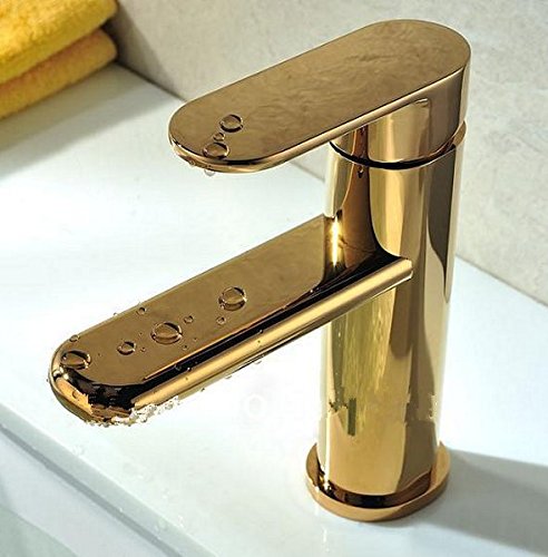 Robinet de salle de bain Gowe mitigeur or fin corps rond chic